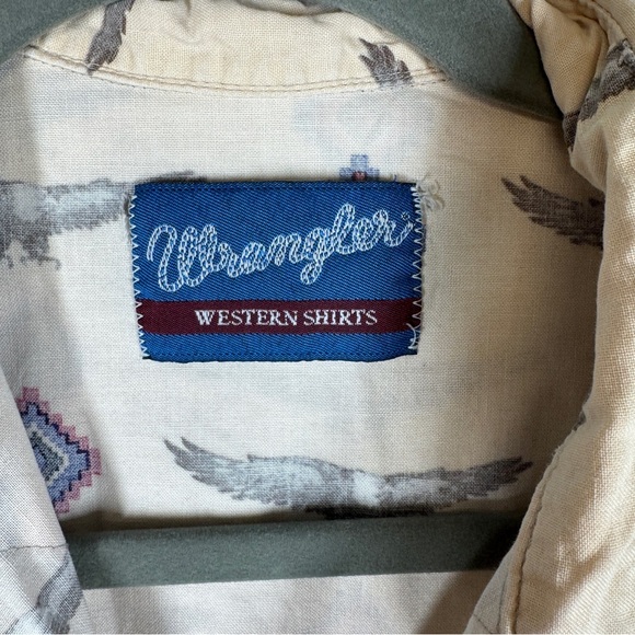 Vintage Wrangler Pearl Snap Eagle Print Western Shirt Size L   Cowboy Rodeo Top - Picture 4 of 15